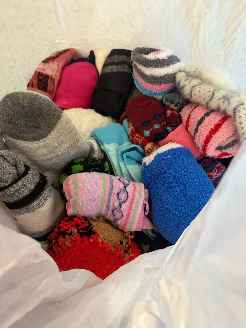 Assorted Men’s Cozy Crew Socks - Pink, Blue, Gray Mix